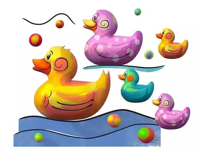 Cartoon 3D illustration Duck Family Bird