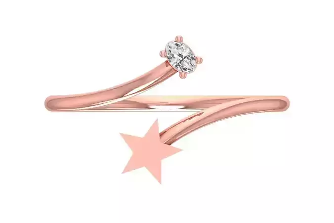 Solitaire Women Star Band Ring