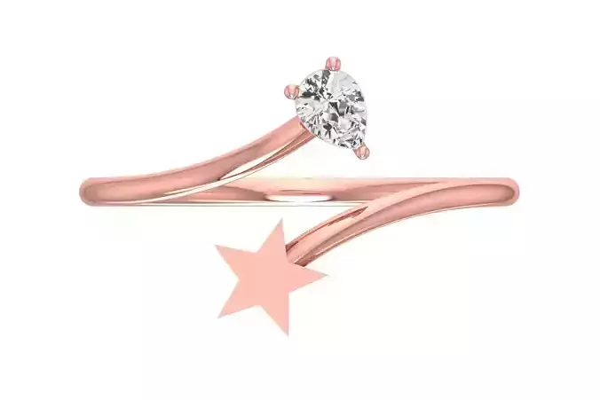 Solitaire Women Star Band Ring