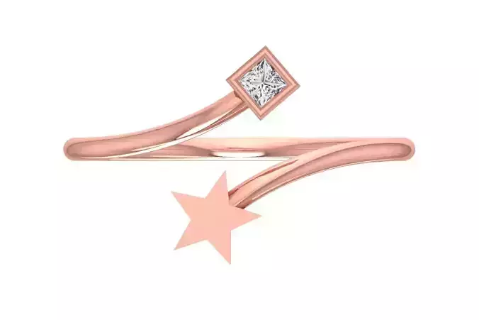 Solitaire Women Star Band Ring