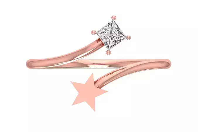 Solitaire Women Star Band Ring