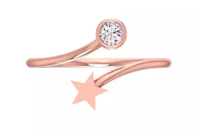 Solitaire Women Star Band Ring