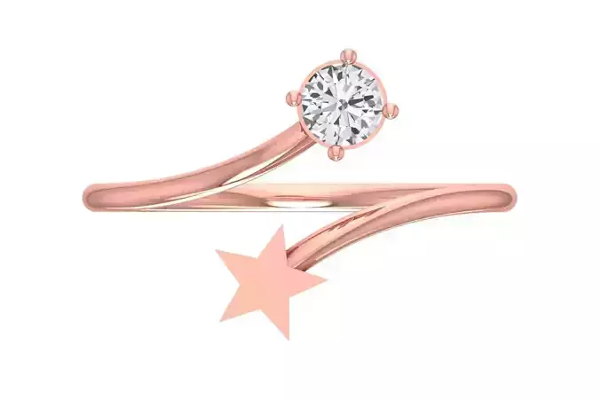 Solitaire Women Star Band Ring
