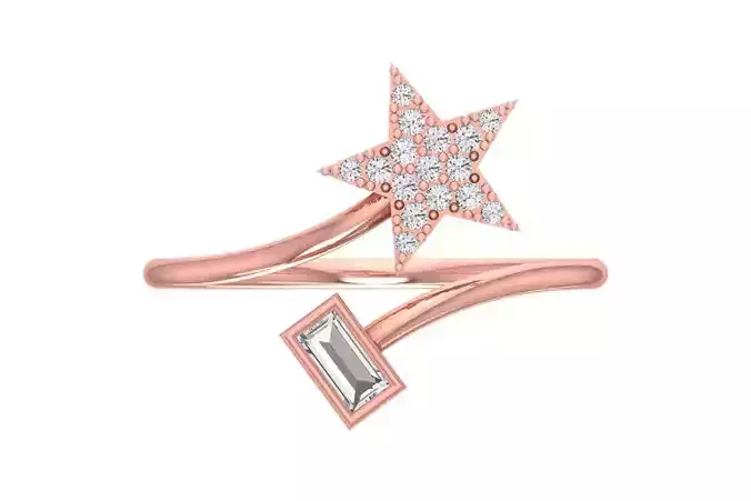 Solitaire Women Star Band Ring