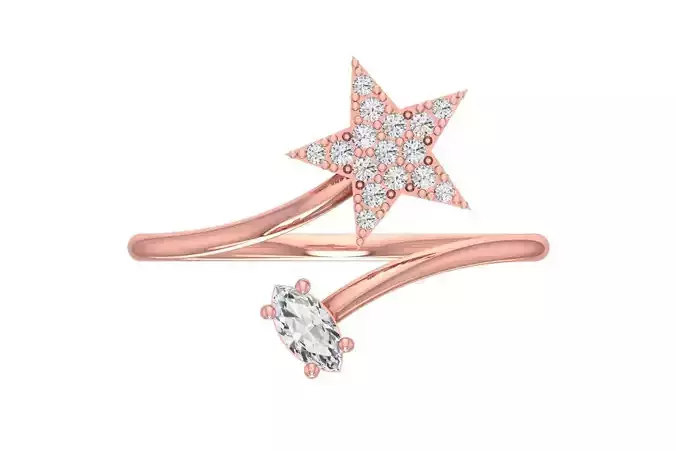 Solitaire Women Star Band Ring