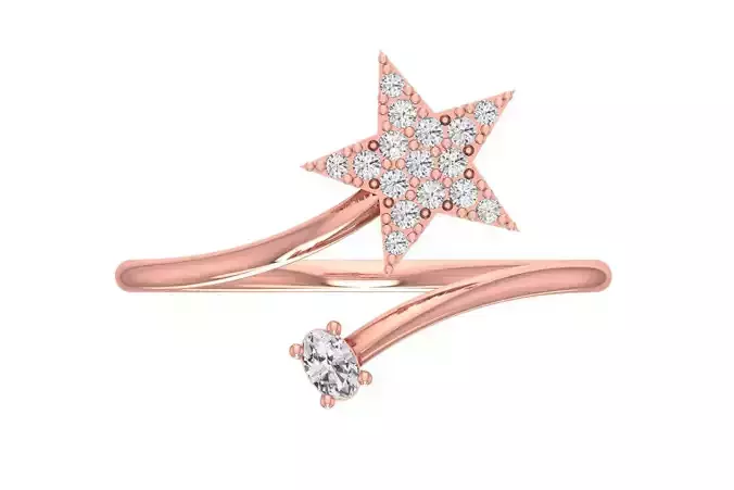 Solitaire Women Star Band Ring