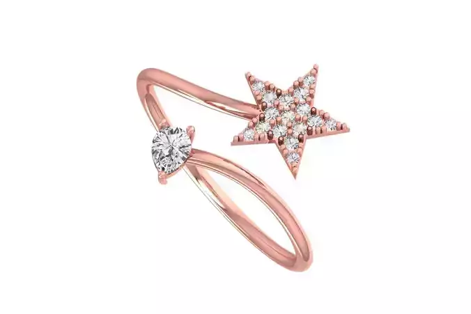 Solitaire Women Star Band Ring