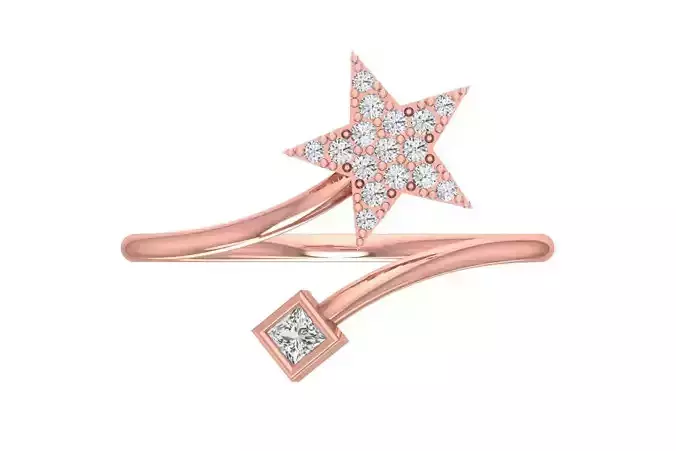 Solitaire Women Star Band Ring