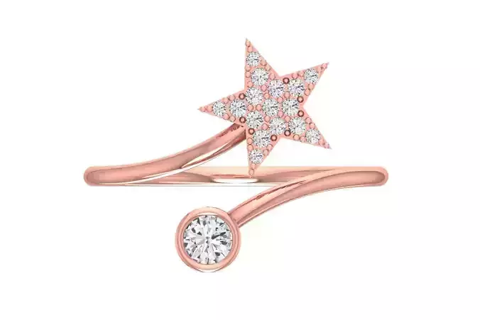 Solitaire Women Star Band Ring