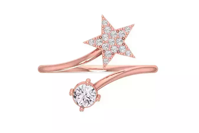 Solitaire Women Star Band Ring