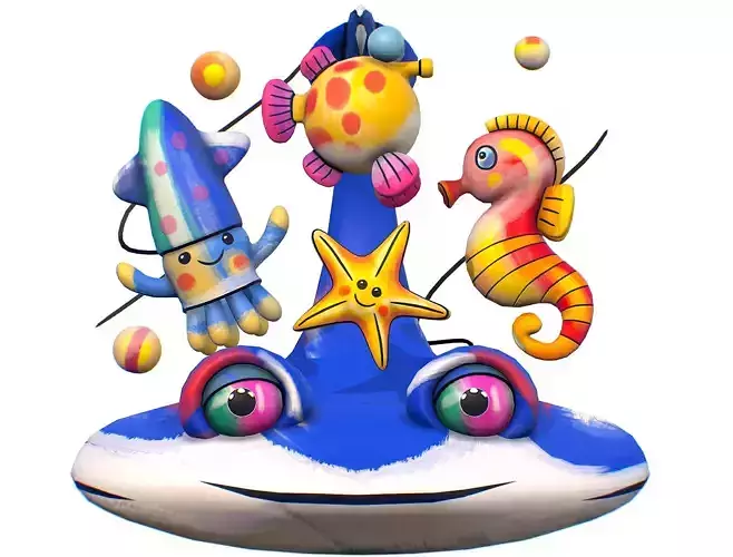 Cartoon 3D illustration Sea Animals