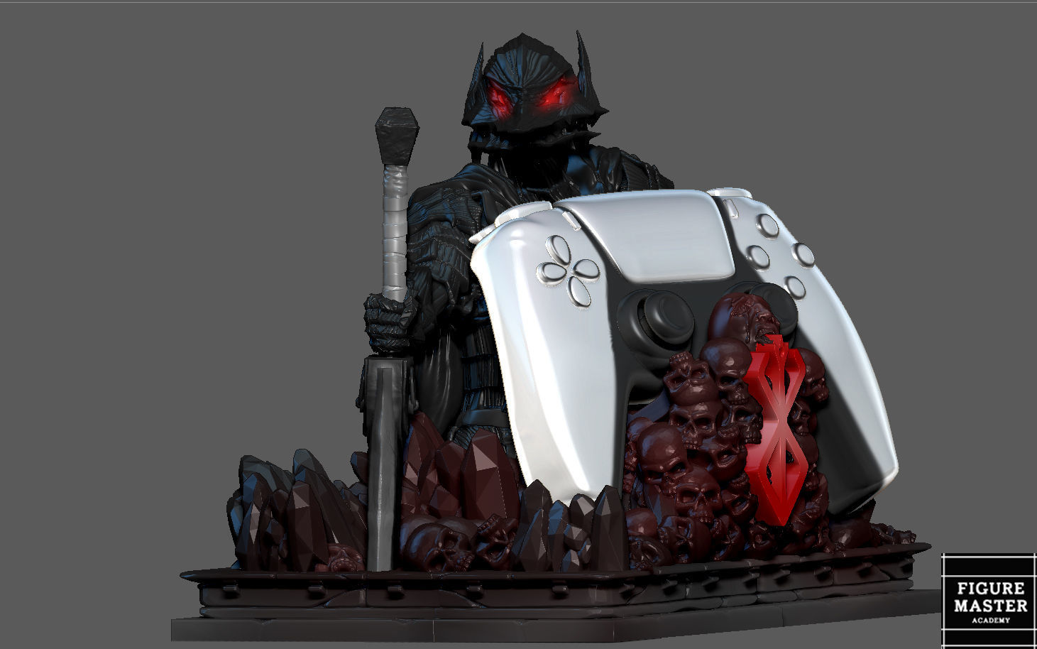 BERSERK GUTS PS4 PS5 CONTROLLER HOLDER ANIME FANTASY CHARACTER 3D print model_6