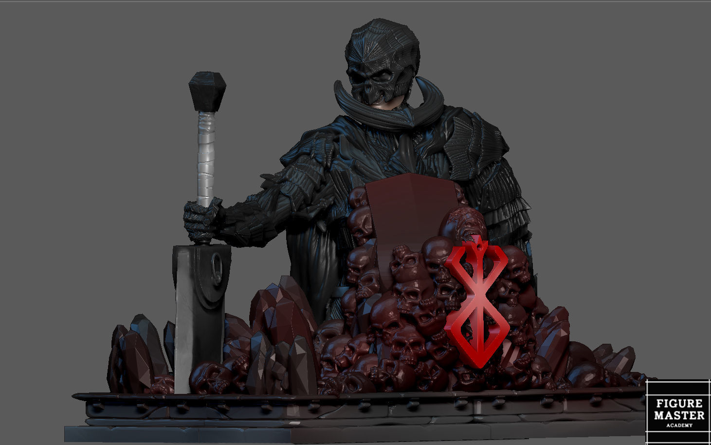 BERSERK GUTS PS4 PS5 CONTROLLER HOLDER ANIME FANTASY CHARACTER 3D print model_17