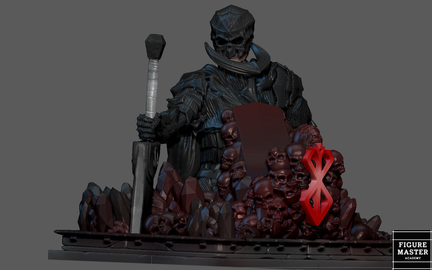 BERSERK GUTS PS4 PS5 CONTROLLER HOLDER ANIME FANTASY CHARACTER 3D print model_15