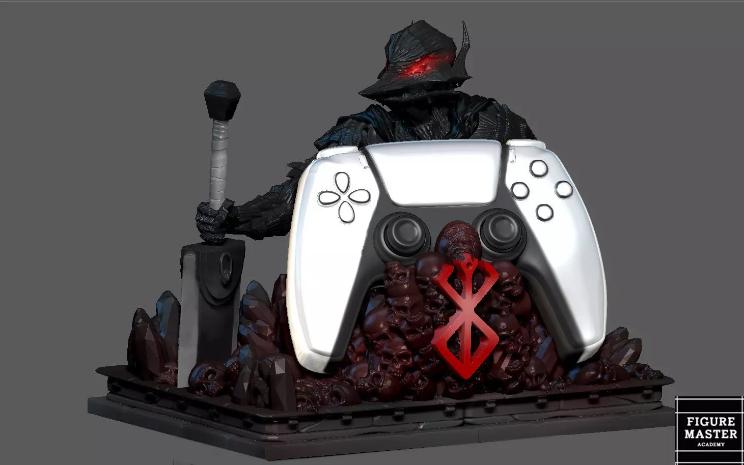 BERSERK GUTS PS4 PS5 CONTROLLER HOLDER ANIME FANTASY CHARACTER 3D print model_0