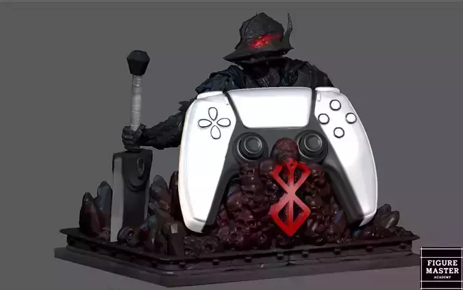 BERSERK GUTS PS4 PS5 CONTROLLER HOLDER ANIME FANTASY CHARACTER 3D print model