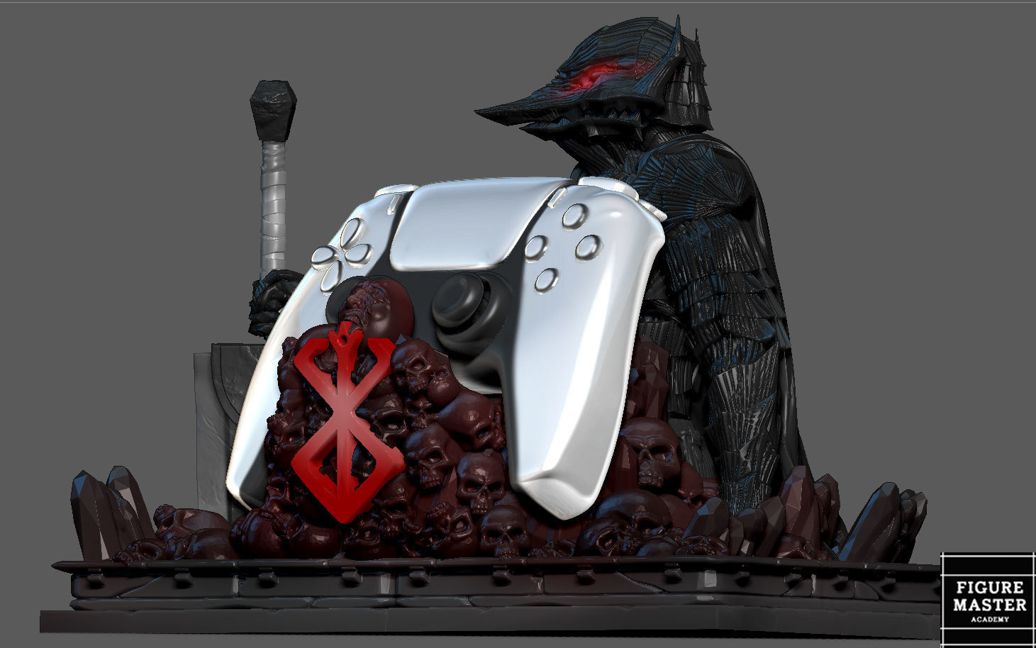 BERSERK GUTS PS4 PS5 CONTROLLER HOLDER ANIME FANTASY CHARACTER 3D print model_7