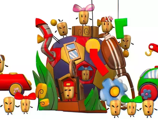 Funny Lilliputian Family Soccer Ball House Low-poly 3D model