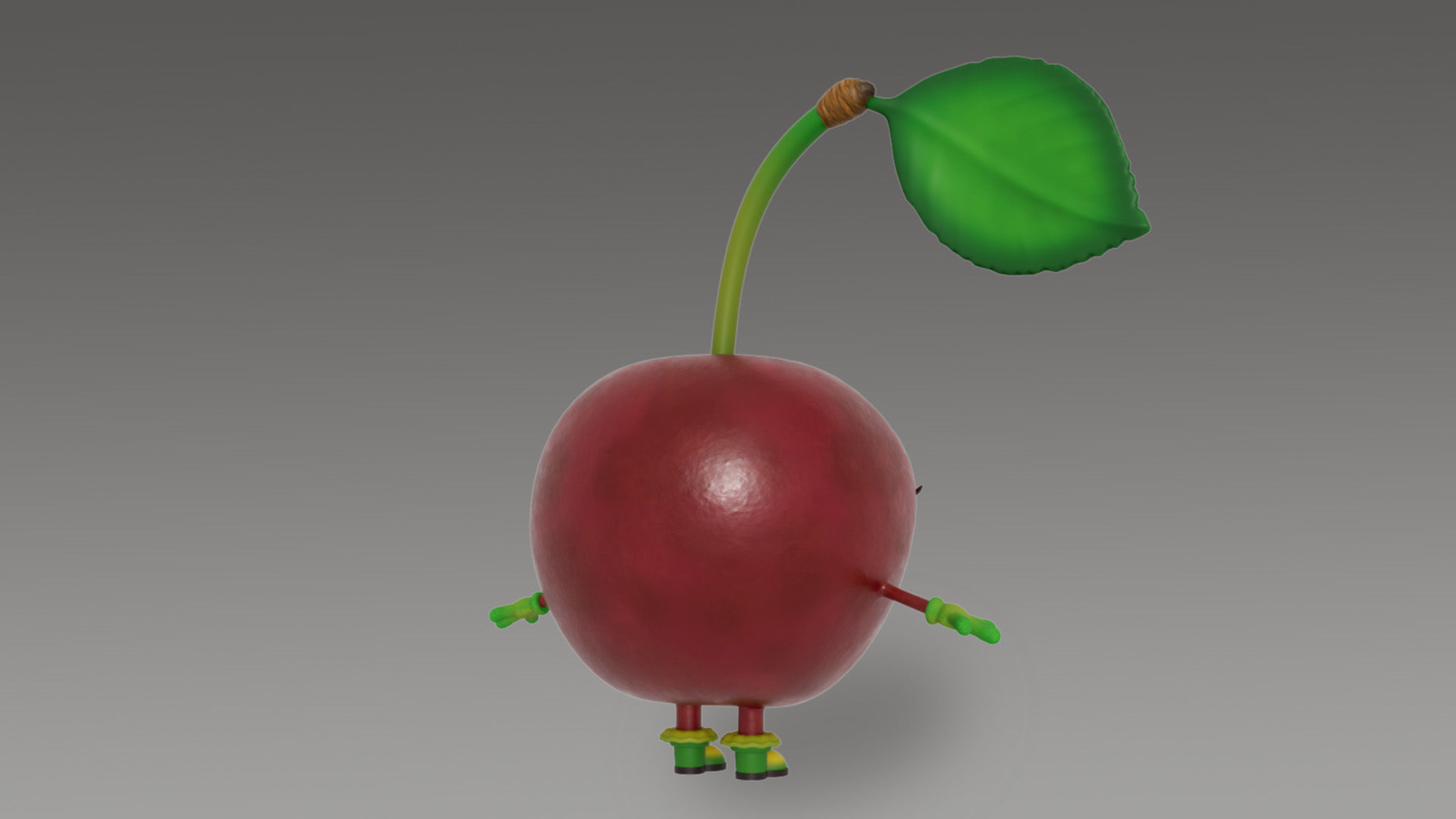 Cherry with leaves Low-poly 3D model_4