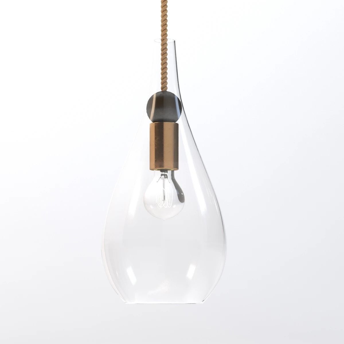 Petite Wood Drop Pendant Light 3D model_2