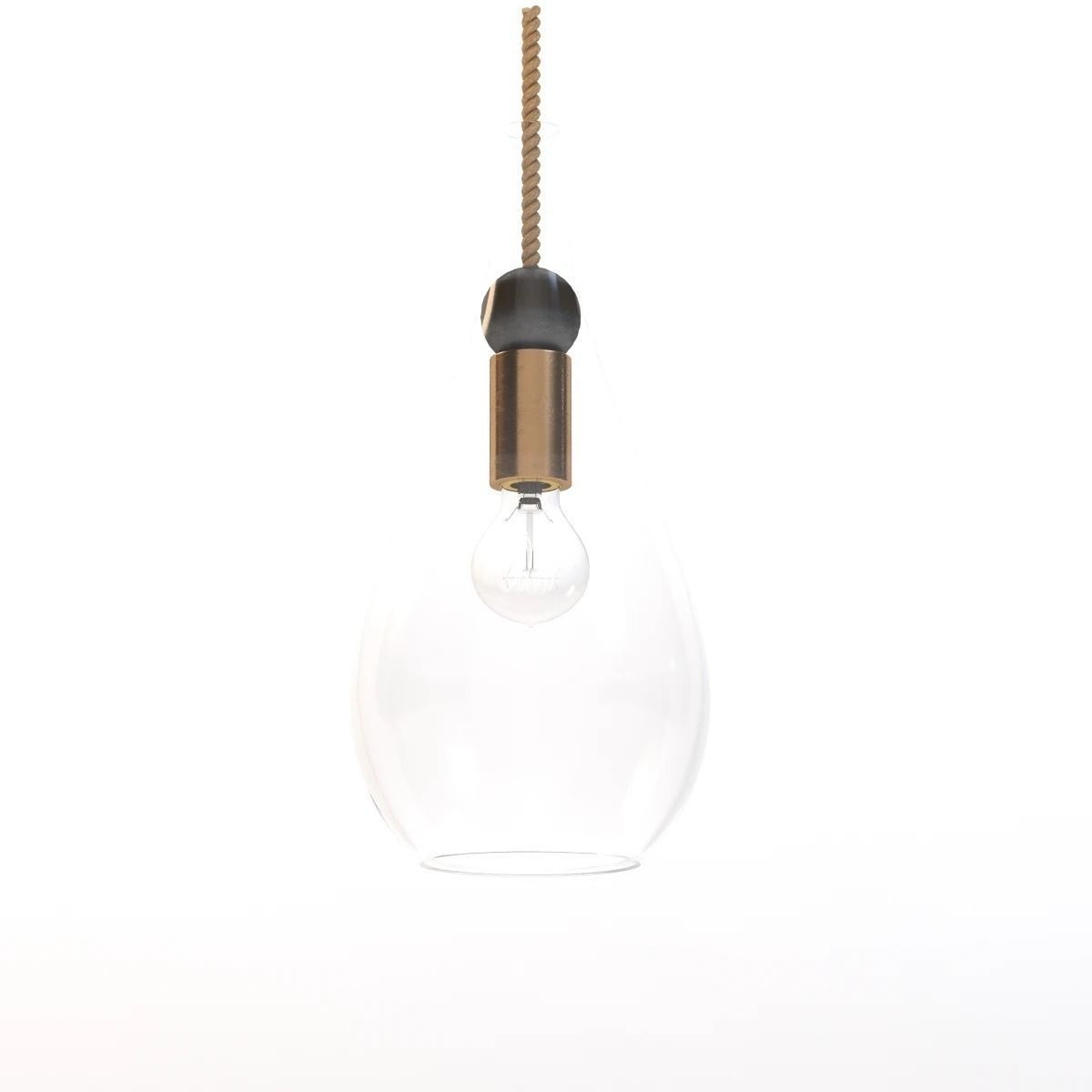 Petite Wood Drop Pendant Light 3D model_10