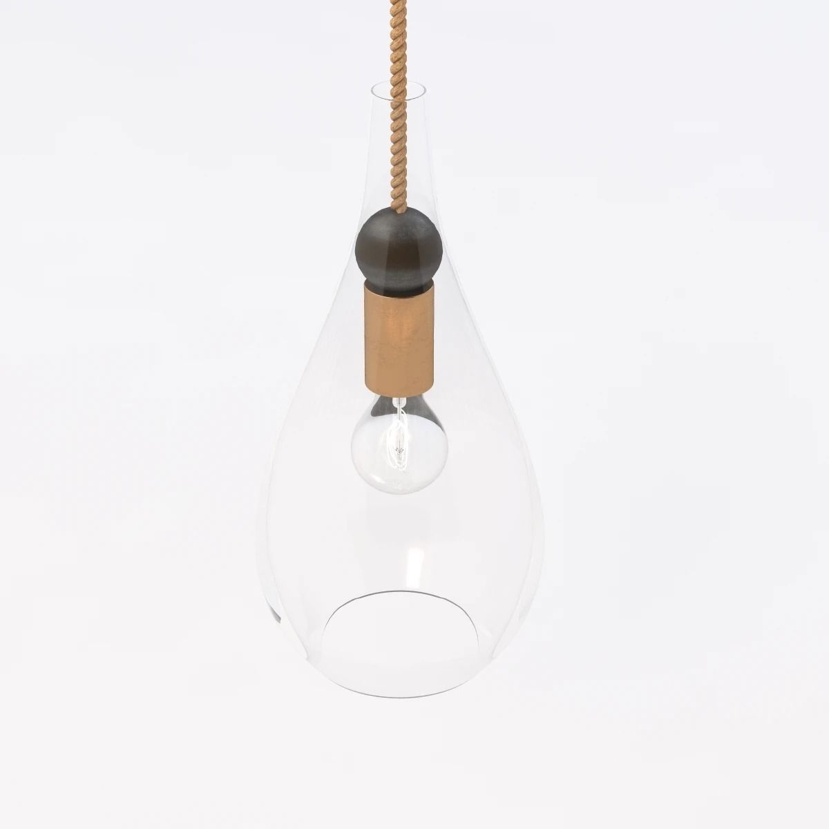 Petite Wood Drop Pendant Light 3D model_4