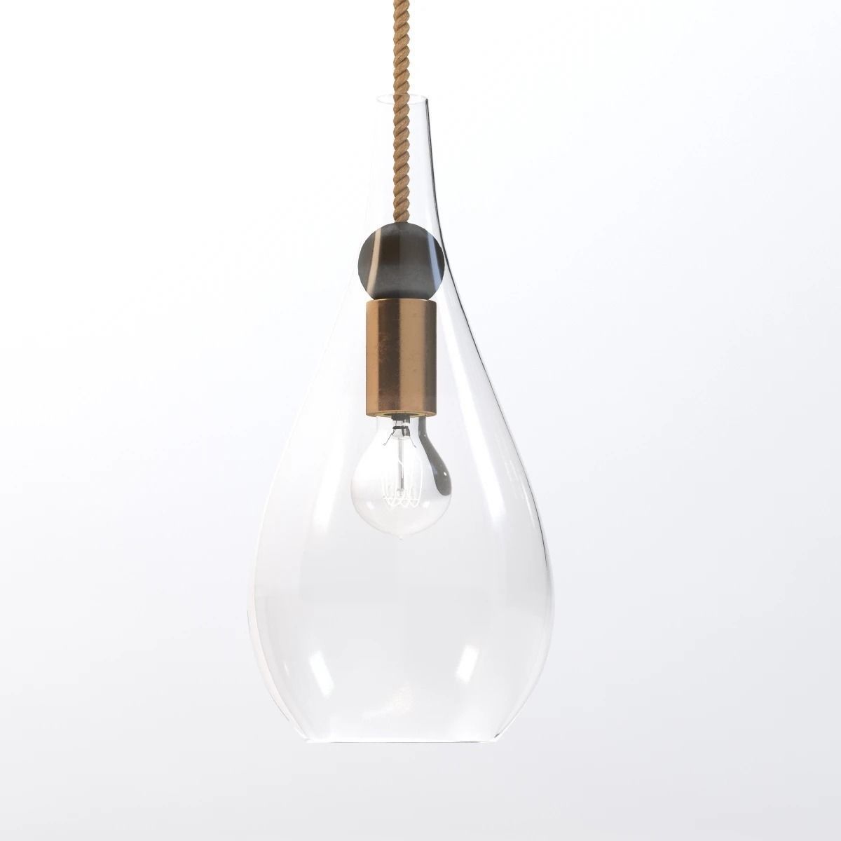 Petite Wood Drop Pendant Light 3D model_1