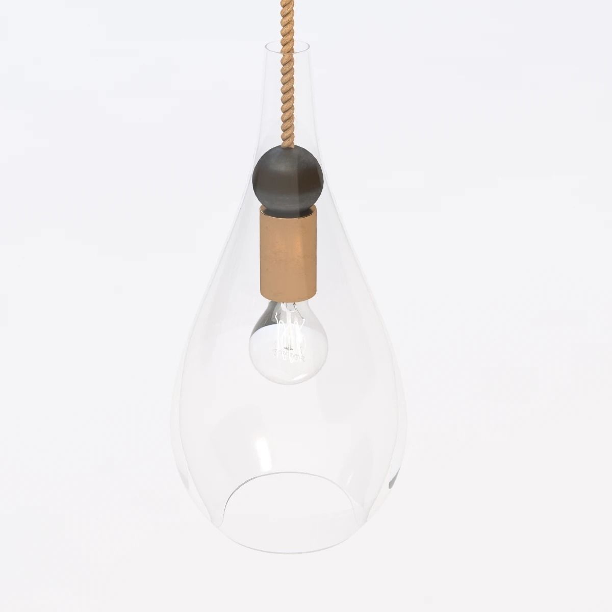 Petite Wood Drop Pendant Light 3D model_5
