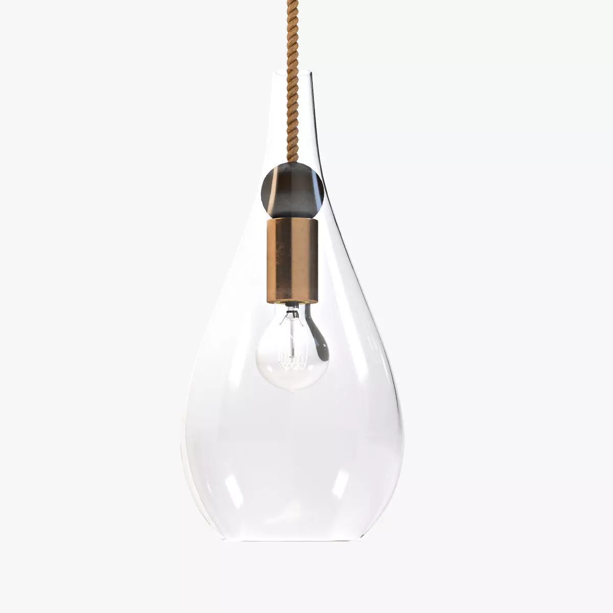 Petite Wood Drop Pendant Light 3D model_0