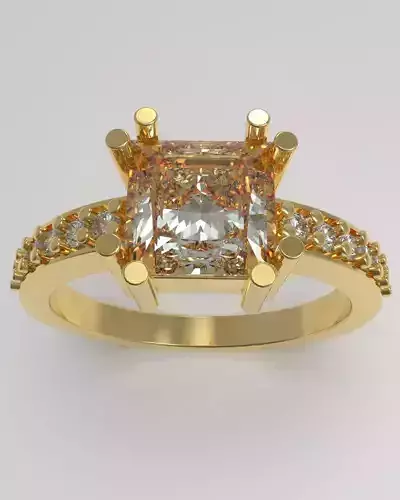 Engagement ring with princess cut gem 