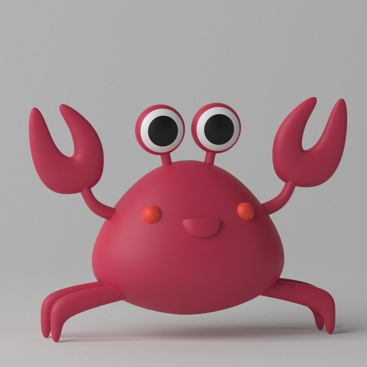 Cartoon Cute Little Crab Low-poly 3D model_7