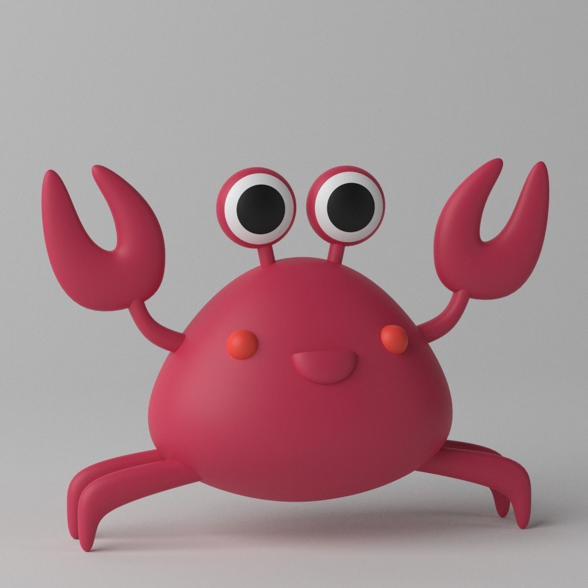 Cartoon Cute Little Crab Low-poly 3D model_6