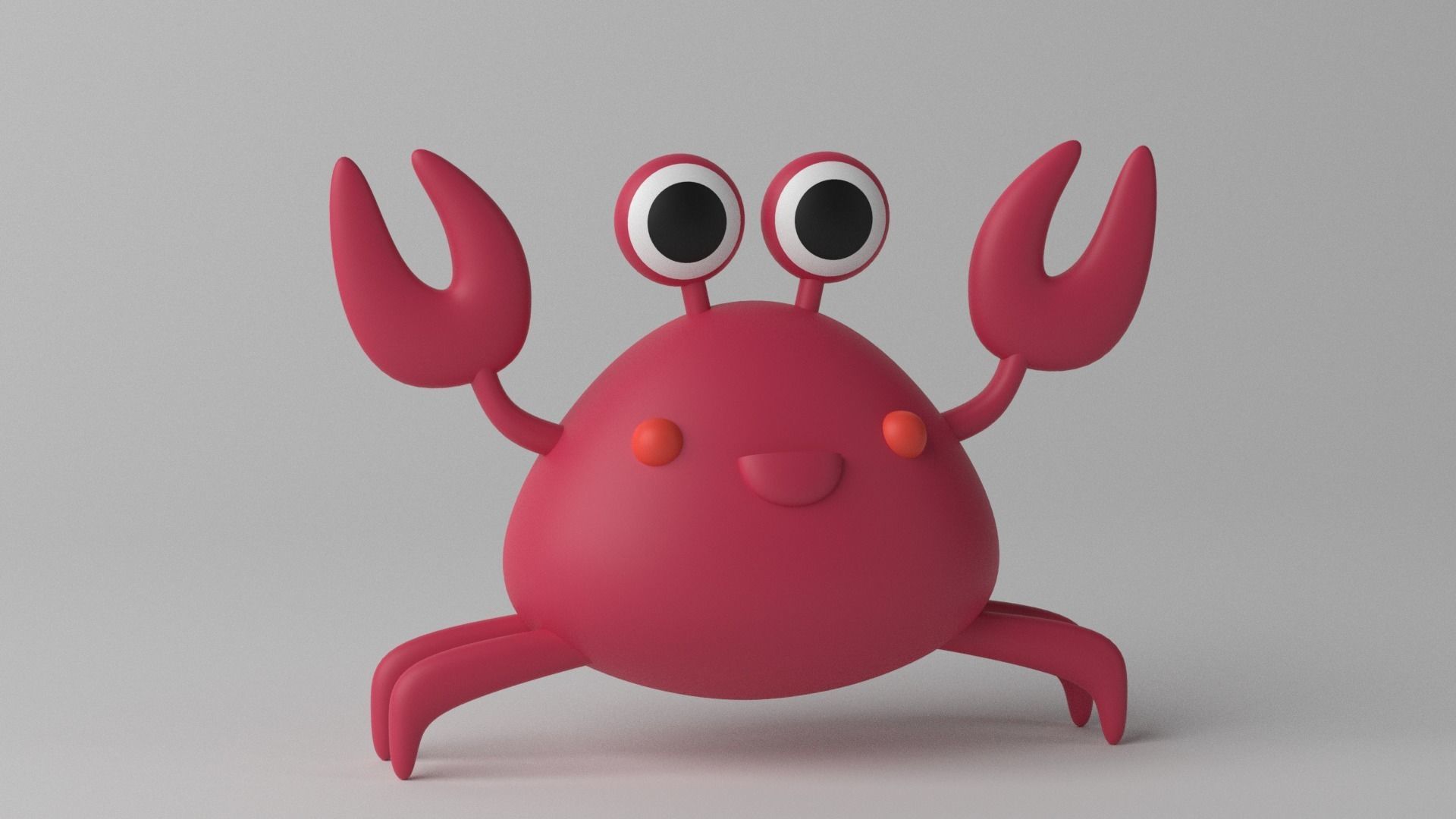 Cartoon Cute Little Crab Low-poly 3D model_1