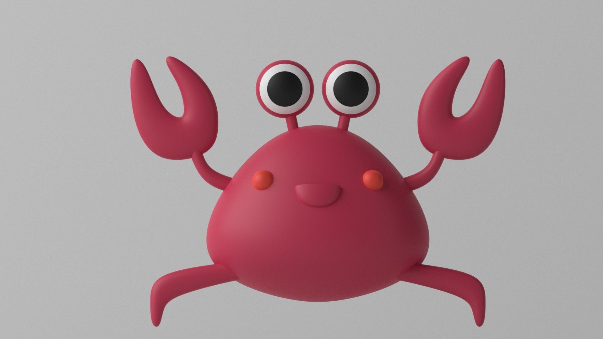 Cartoon Cute Little Crab Low-poly 3D model_4