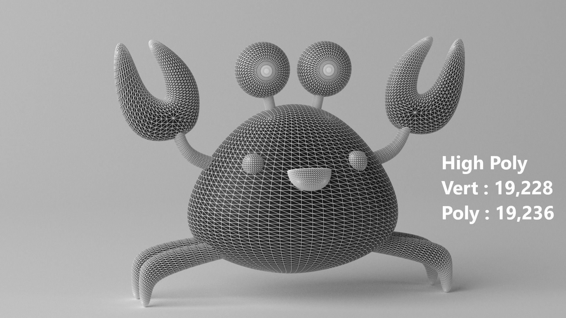 Cartoon Cute Little Crab Low-poly 3D model_2