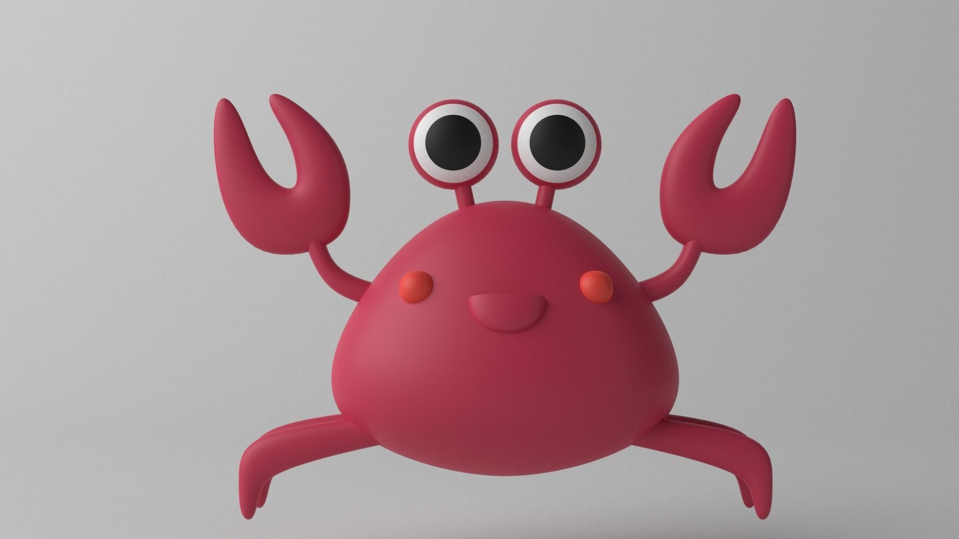 Cartoon Cute Little Crab Low-poly 3D model_5