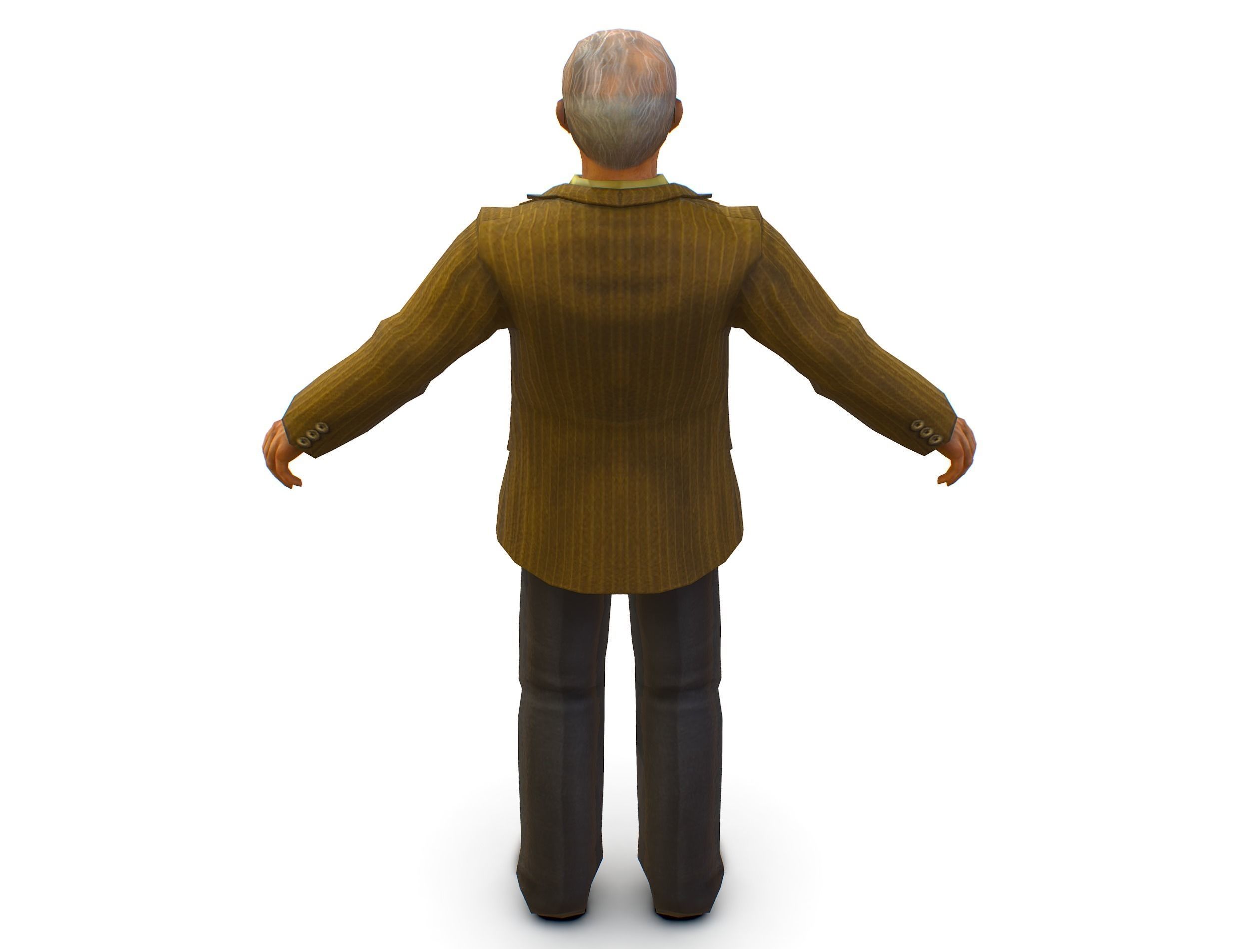 Old Man Professor Sweater Jacket Glasses Low-poly 3D model_6
