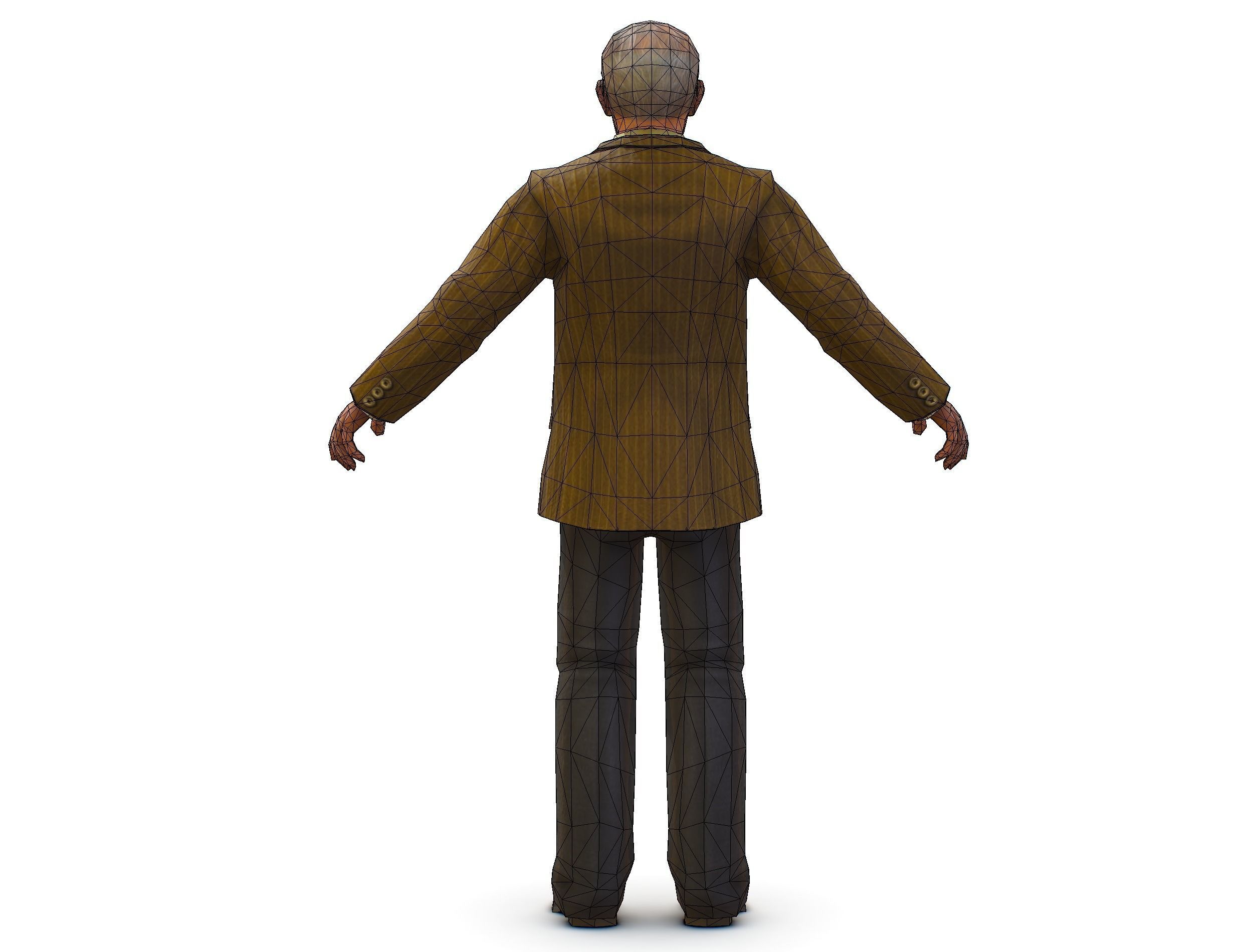 Old Man Professor Sweater Jacket Glasses Low-poly 3D model_15