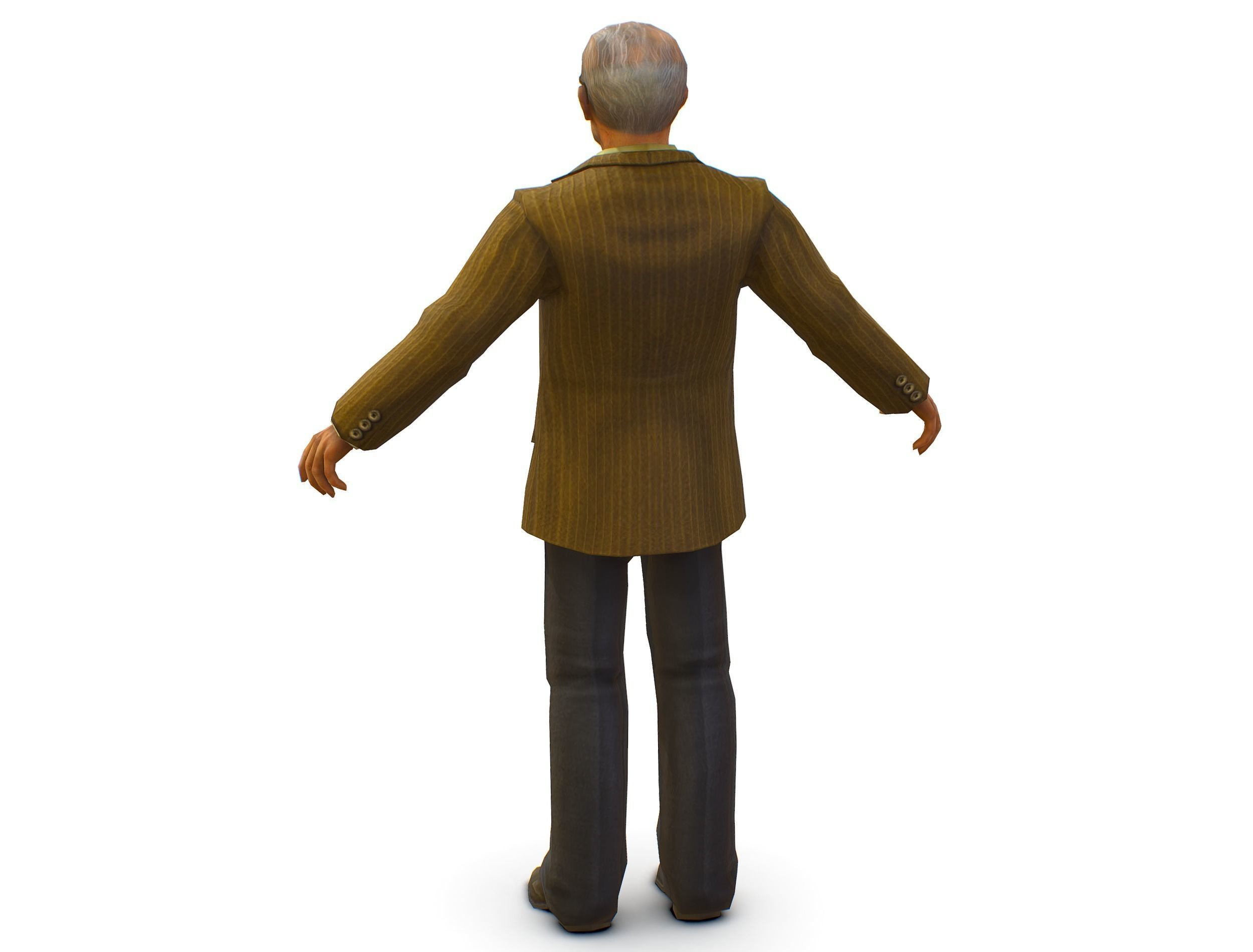 Old Man Professor Sweater Jacket Glasses Low-poly 3D model_5