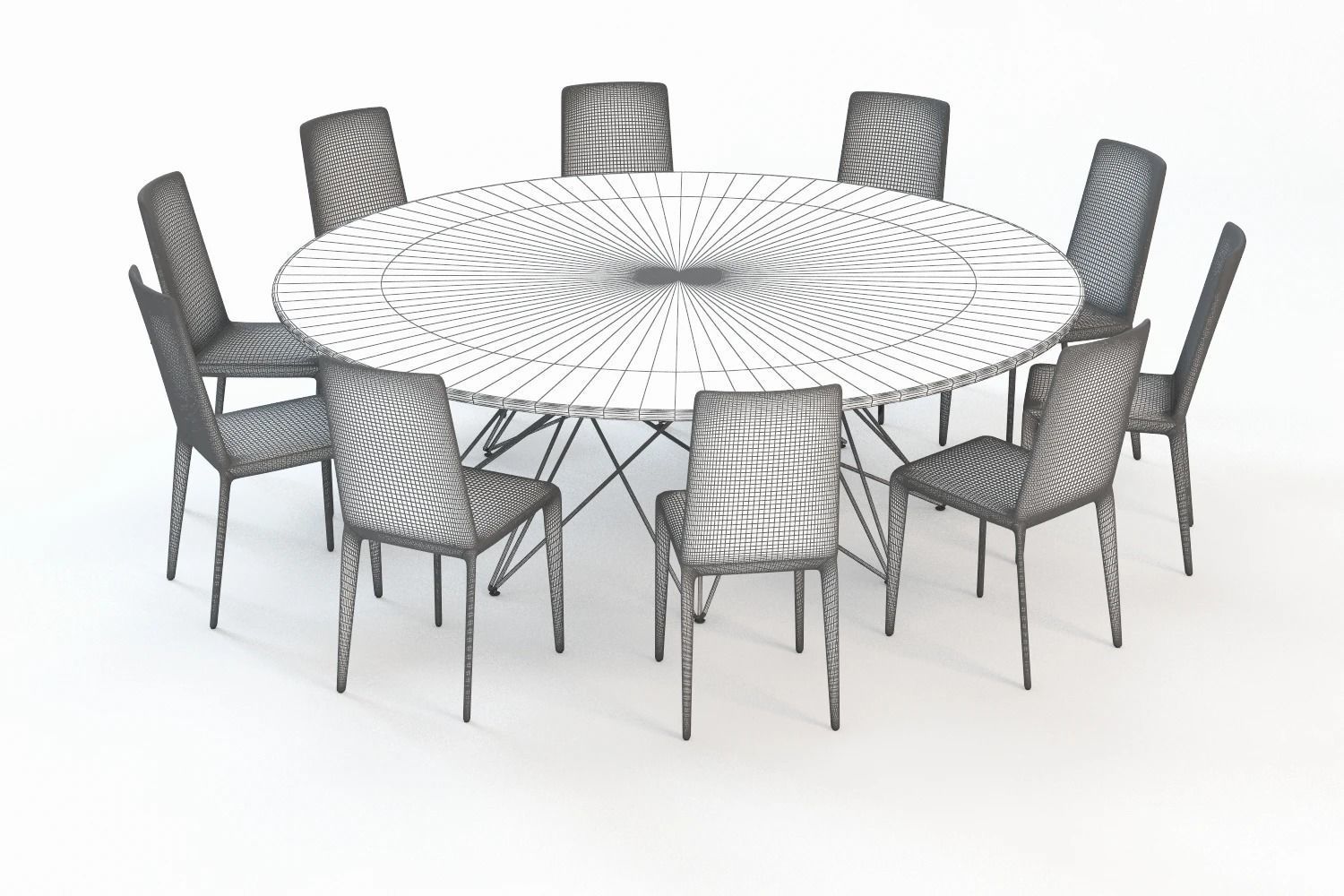 Octa Table With Chair 3D model_1