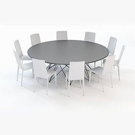 Octa Table With Chair 3D model_4