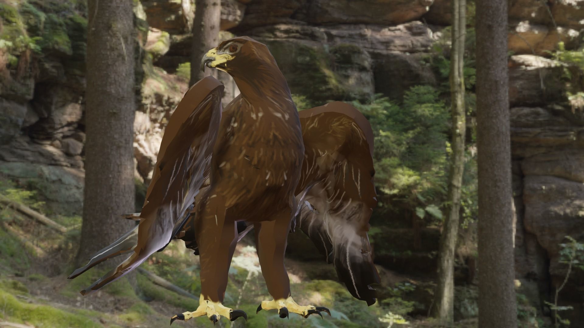 Golden Eagle Low Polly Low-poly 3D model_4
