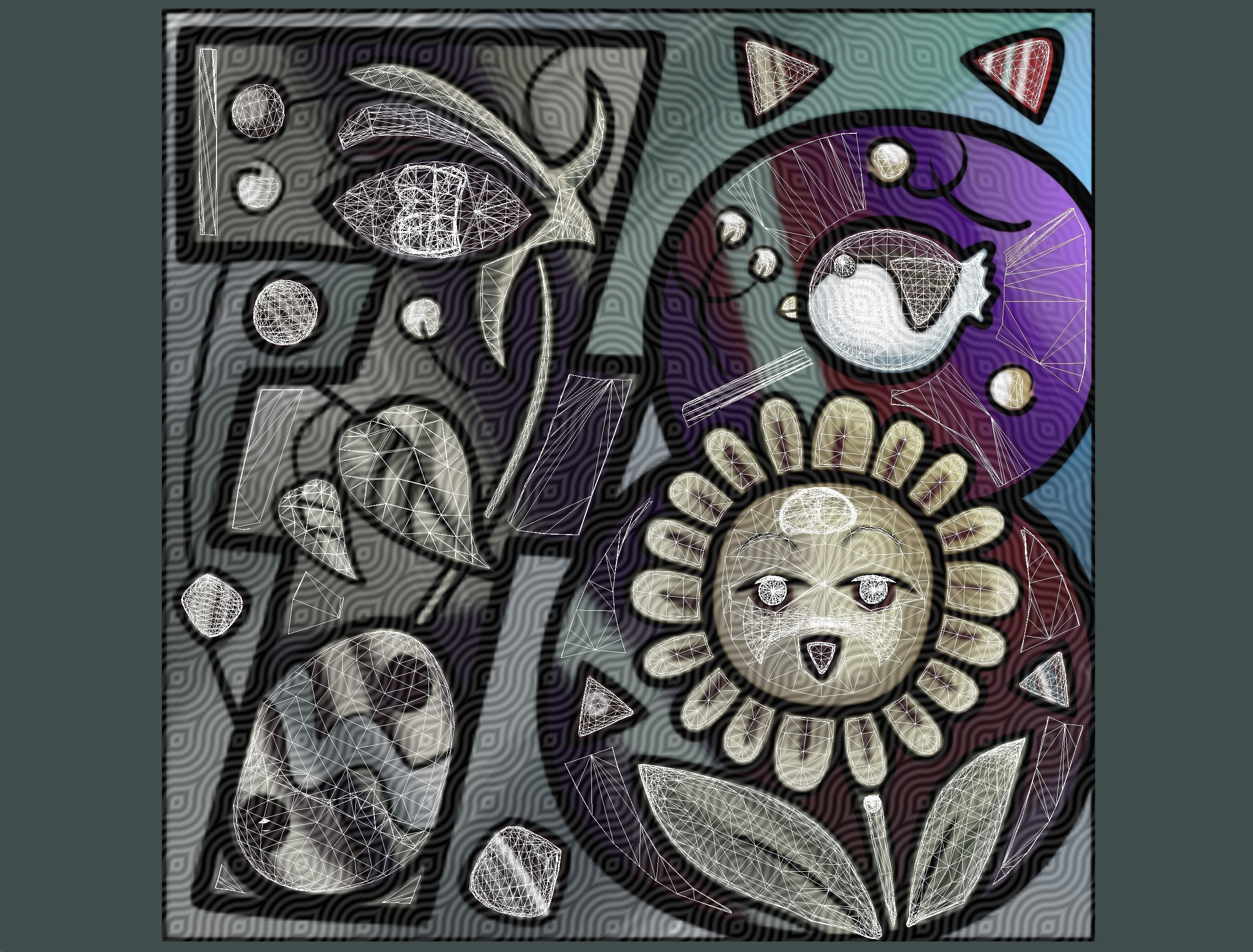 Cartoon 3D illustration Number 7 8 Bird Flower Low-poly 3D model_21