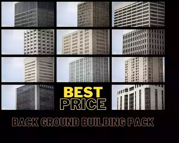Background Building Pack Low-poly 3D model