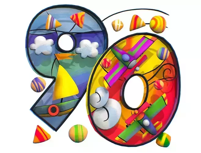 Cartoon 3D illustration Number 9 0 Ship Glider