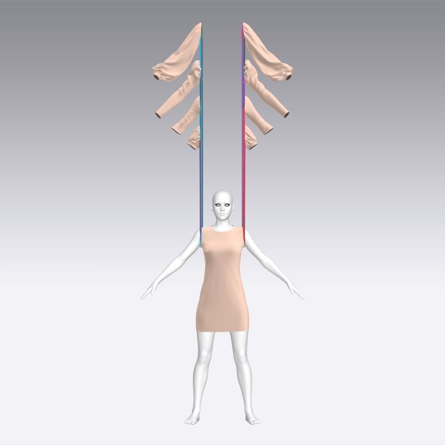 Low poly dress-constructor mannequin wearing dress Low-poly 3D model_3