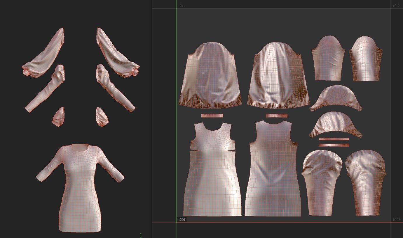 Low poly dress-constructor mannequin wearing dress Low-poly 3D model_1