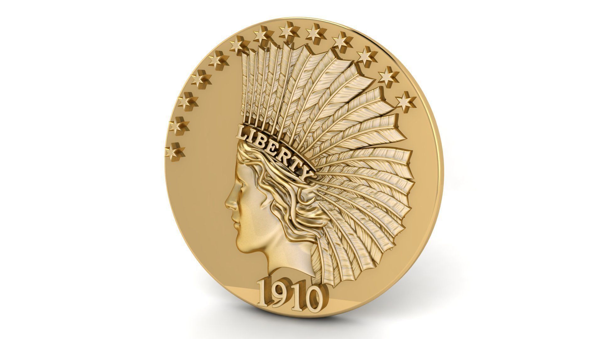 Liberty Coin 1910 3D print model_3
