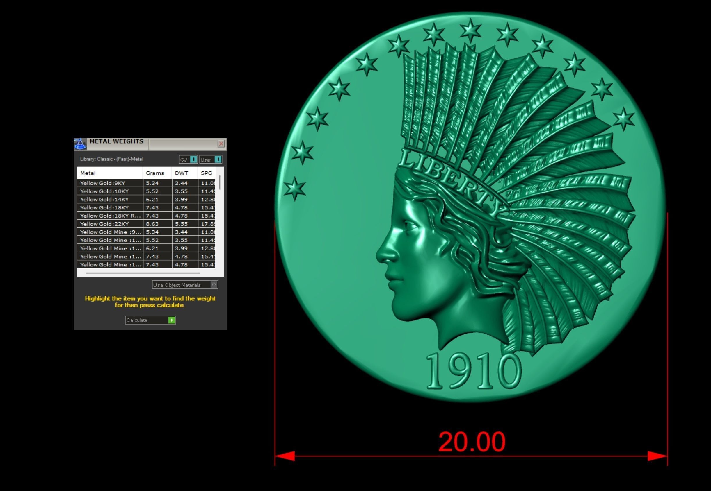 Liberty Coin 1910 3D print model_5