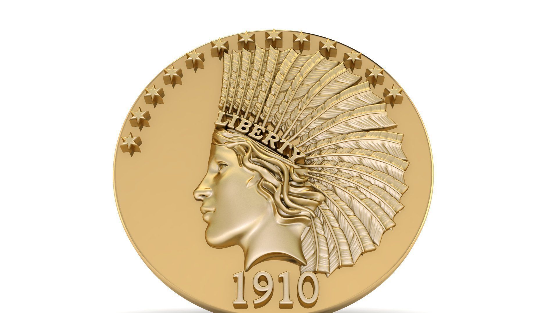 Liberty Coin 1910 3D print model_9